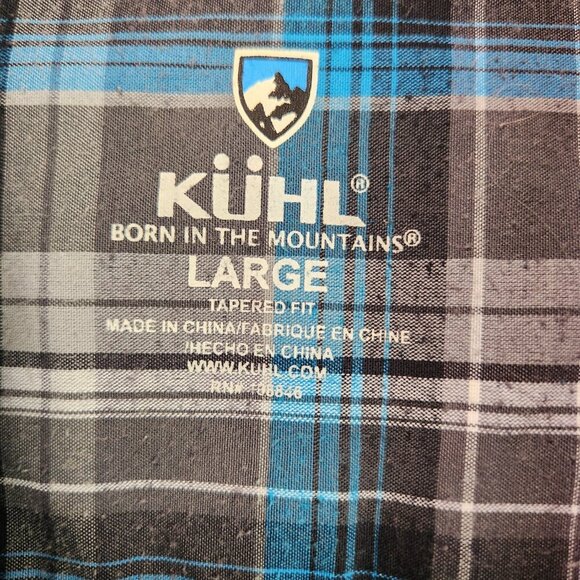 Kuhl Tapered Fit Button Up Shirt Men's Blue Plaid Short Sleeve Outdoor - Picture 6 of 9